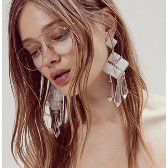 For Love And Lemons Jewelry - New $135 For Love & Lemons Gwen Clear Chandelier Dangle Earrings